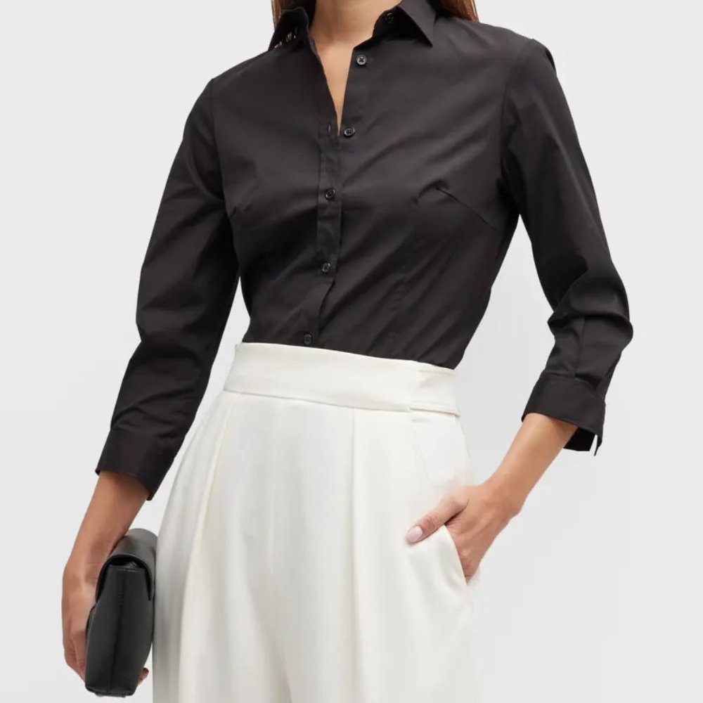 Carolina Herrera Black Button-Up Blouse